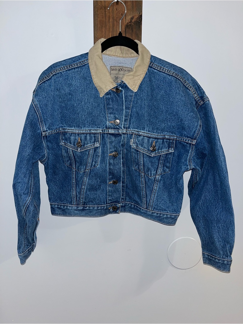 Vintage Levis 900 Series Blue Denim Jean Jacket Cropped